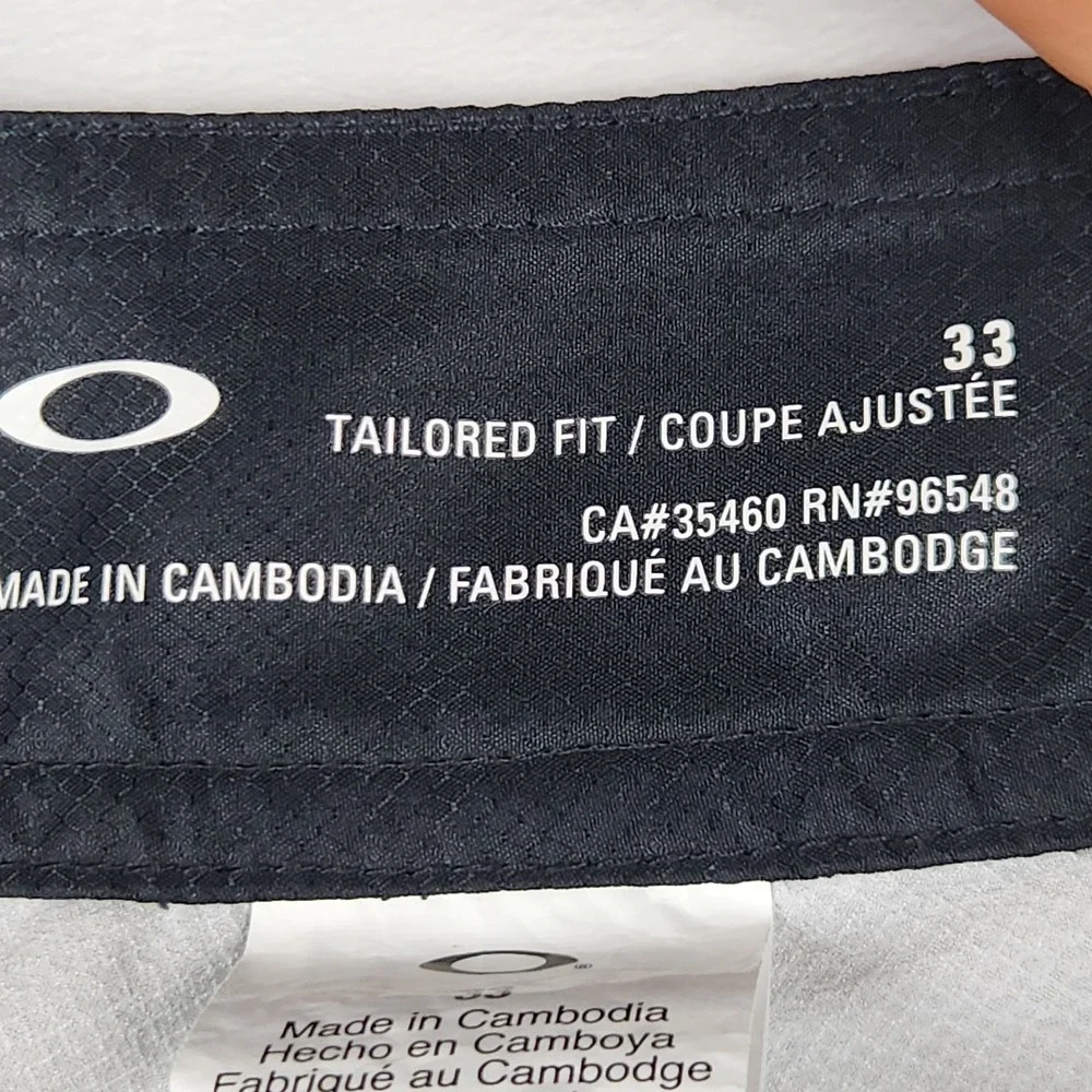 Oakley Board Shorts Mens 33 Gray Black Geometric Swim Trunks‎ Mesh Linerless
